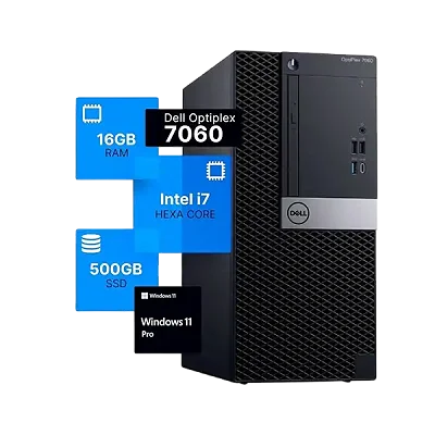 DELL OptiPlex 7060 7th Gen CPU (Tower) Intel Core i5 8GB RAM 128Gb SSD 1TB HDD - Black