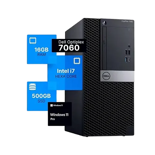 DELL OptiPlex 7060 7th Gen CPU (Tower) Intel Core i5 8GB RAM 128Gb SSD 1TB HDD - Black