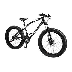 Fat Tire Mountain Bike, 26 Inch Size, 7 Gear Speed - Black