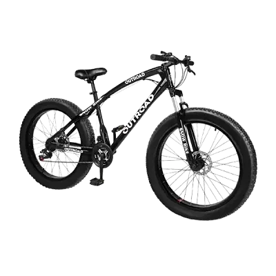Fat Tire Mountain Bike, 26 Inch Size, 7 Gear Speed - Black