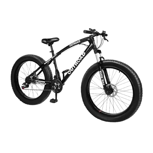 Fat Tire Mountain Bike, 26 Inch Size, 7 Gear Speed - Black