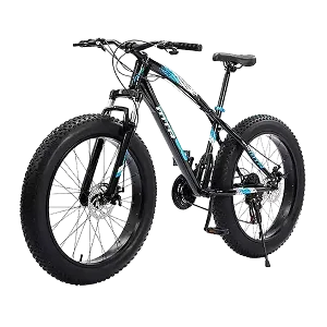 Fat Tyre Mountain Bike, 26 Inch Size, 7 Gear Speed, Black