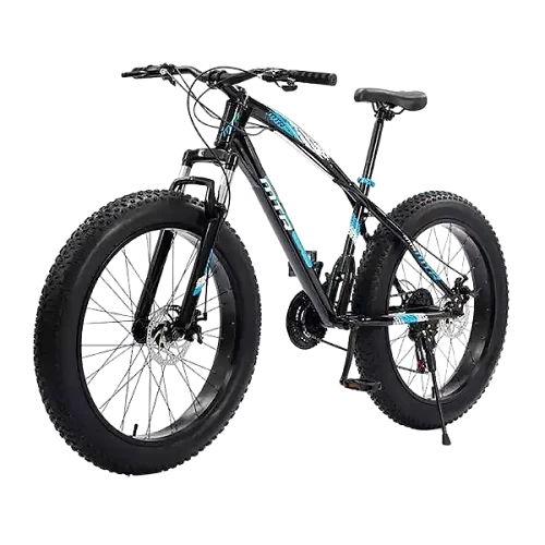 Fat Tire Mountain Bike, 26 Inch Size, 7 Gear Speed, Black