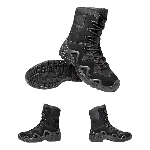 Men's Combat Boot Outdoor Desert Boots Hiking Shoes Waterproof Leather Boots - Black