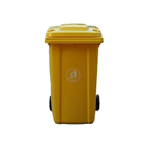Outdoor 100L Plastic Waste Bin with 2 Wheels - Yellow