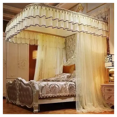2 Stand Rail Mosquito Net 5by6 -Cream - Design May Vary