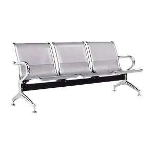 3 Seater Stainless Steel Waiting Chair Reception Chairs - Silver