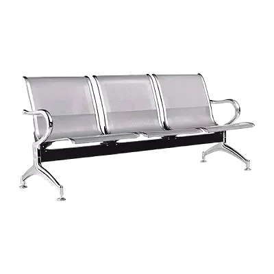 3 Seater Stainless Steel Waiting Chair Reception Chairs - Silver
