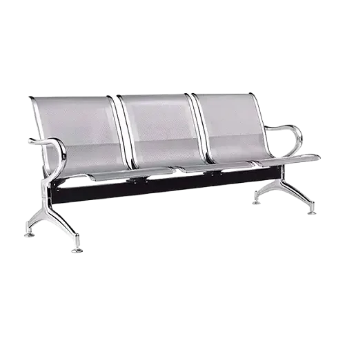 3 Seater Stainless Steel Waiting Chair Reception Chairs - Silver