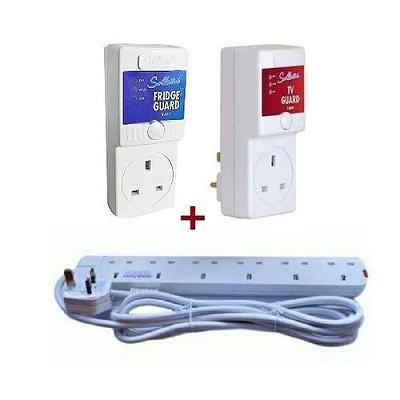 Sollatek TV &amp; Fridge Guards White 13amps + Power king 6 Ways Extension Cable