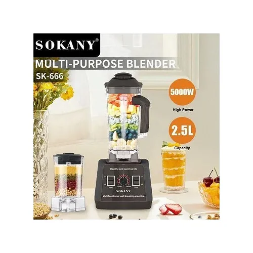 Sokany 2 in 1 5000W Commercial Heavy Duty Blender - Black
