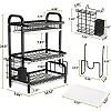 3-Tier Dish Rack Stainless Steel Dish Drainer - Black