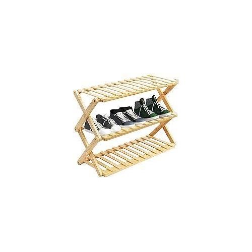 Bamboo 3 Layer Shoe Rack-Foldable Shoe Rack