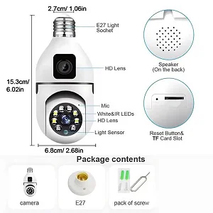1080P Double Lens Wireless Bulb Camera Wifi Outdoor with Motion Detection