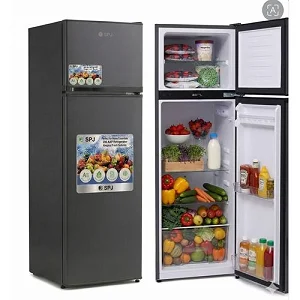 SPJ 189L Double Door Refrigerator / Fridge (RF-GRY189C) - Dark Grey