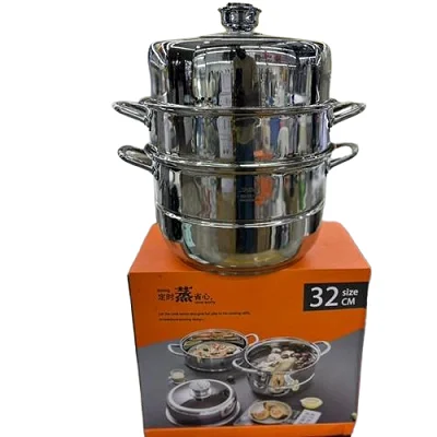 30CM 3-Layer Stainless Steel Food Steamer With A Timer-Silver