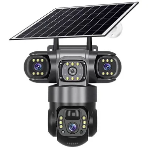 4G Triple lense Simcard Outdoor Surveillance camera with Solar Panel