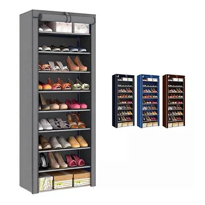 Shoe Rack Organizer 9 Tiers Dust-proof &amp; Stainless Steel