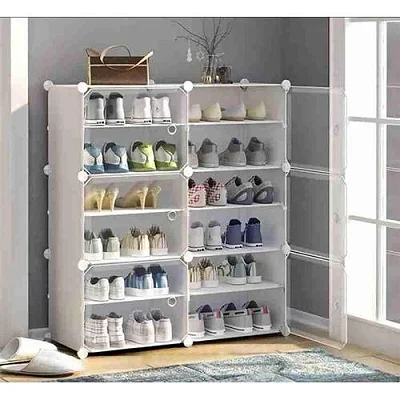 6 door Plastic shoe rack 24 pairs - White