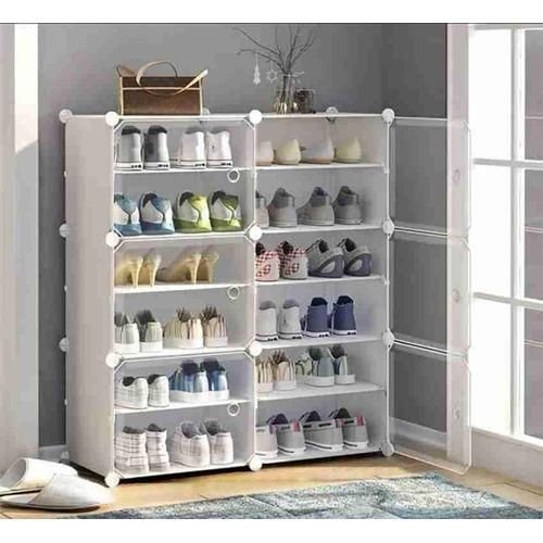 6 door Plastic shoe rack 24 pairs - White