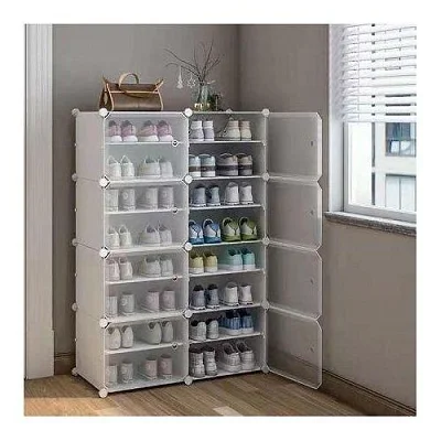 6 door Plastic shoe rack 32 pairs - White