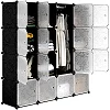Plastic Frame Portable Wardrobe 4 Column Plastic Wardrobe - Black,White
