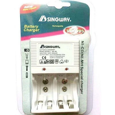 Electric Rechargeable Battery Charger Size AA,AAA and 9V - Silver