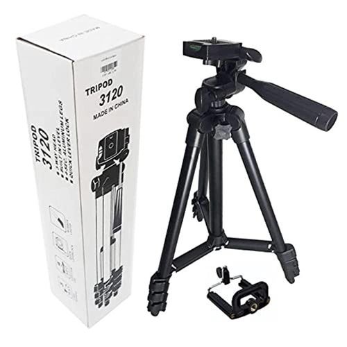 Adjustable Portable and Foldable Tripod Stand Mobile Clip and Camera Holder