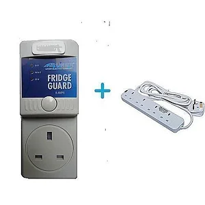 Power King 13A Fridge Guard and Heavy Duty 4way Extension 13amps - White,Blue