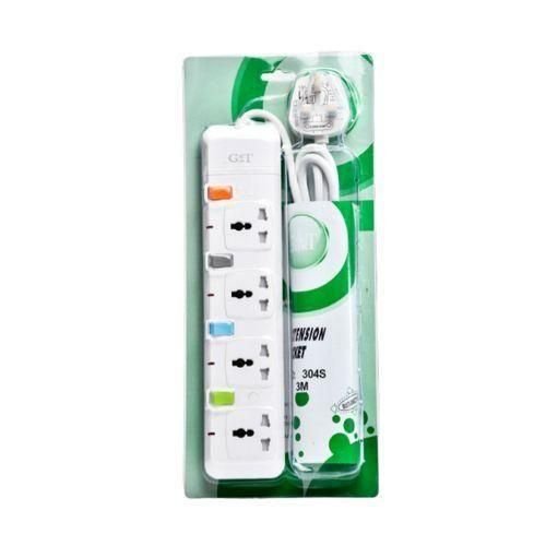 G &amp; T 3m Extension Cable- Good Quality - 4 Sockets, Durable &amp; Safe- White