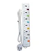 G & T 6Way Overload Protection Extension Cable Socket - White