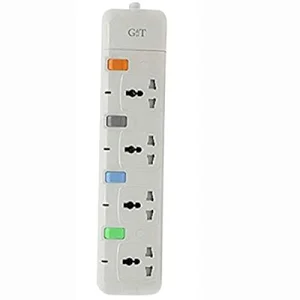 G & T 4-Way 3meters Overload Protection Extension Cable Socket - White