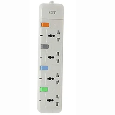 G &amp; T 4-Way 3meters Overload Protection Extension Cable Socket - White