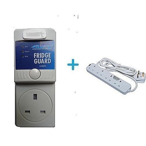 Power King 13A Fridge Guard and Heavy Duty 4way Extension 13amps - White,Blue