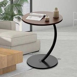 Round Side Table, Coffee Table with Wooden Tray, Modern Style Coffee Tray Table
