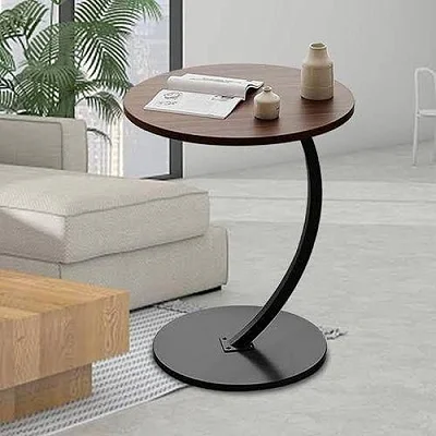 Round Side Table, Coffee Table with Wooden Tray, Modern Style Coffee Tray Table