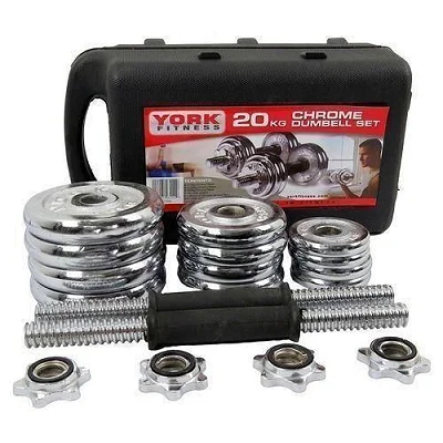 20KG Adjustable Dumbbell/ Dumbells Set-Silver