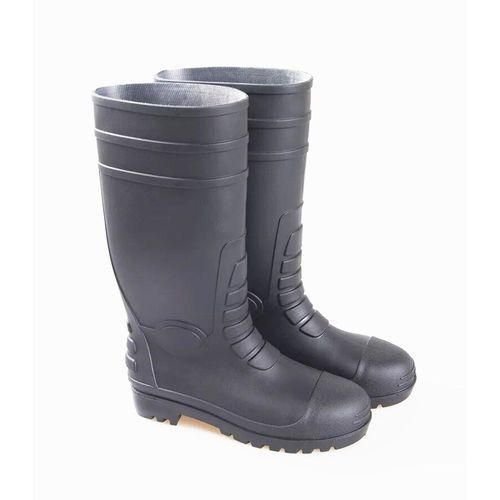 Safety Construction And Factory Gumboots With Steel Toe - Black