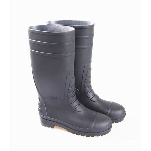 Safety Construction And Factory Gumboots With Steel Toe - Black