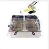 Commercial Electric Deep Fryer 12L Double Stainless Steel  With Chips Cutter