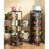5 Tier Round Kitchen, Bedroom Storage Rack Basket Trolley Organizer-Black