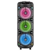 portable Bluetooth party speaker with microphone, built-in DJ lighting