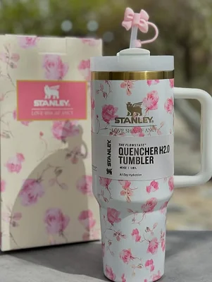 1200ml Floral Stanley Quencher H2.0 Tumbler With Straw , Gift Travel Mug - Multicolor