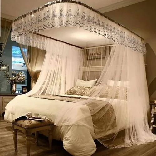 6x6 Two Stand Railed Mosquito Net - White, Top Design May Vary (Copy)