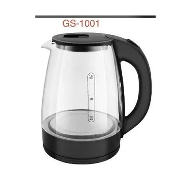 Global Star 2L Fast Boiling Glass Electric Kettle With LED Blue Light - Silver &amp; Black