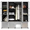 Plastic Frame Portable Wardrobe 4 Column Plastic Wardrobe - Black,White