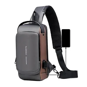 Anti-Theft Chest Bag with USB Port, Crossbody Backpack, Daypack Waterproof, Travel Shoulder Bag Crossbody Chest Bag