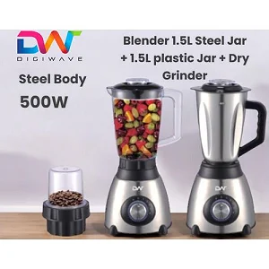 3 in 1 Digiwave Stainless Steel & Plastic Jars Blender 1.5L – DWBL-1212