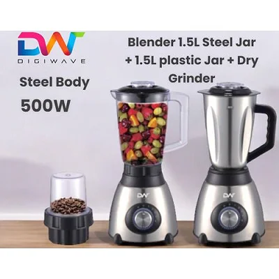 3 in 1 Digiwave Stainless Steel & Plastic Jars Blender 1.5L – DWBL-1212