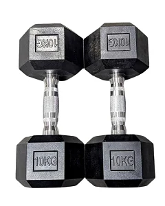 A Pair Of 2pcs Each 10kg Weight Exercise Dumbbells / Dumbells - Black/Silver